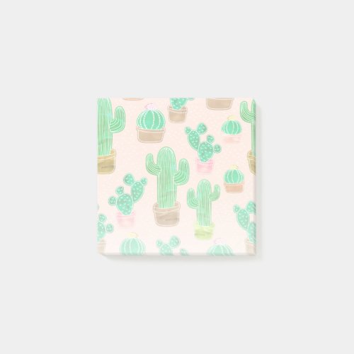 Hand Drawn Potted Cactus Pattern Post_it Notes