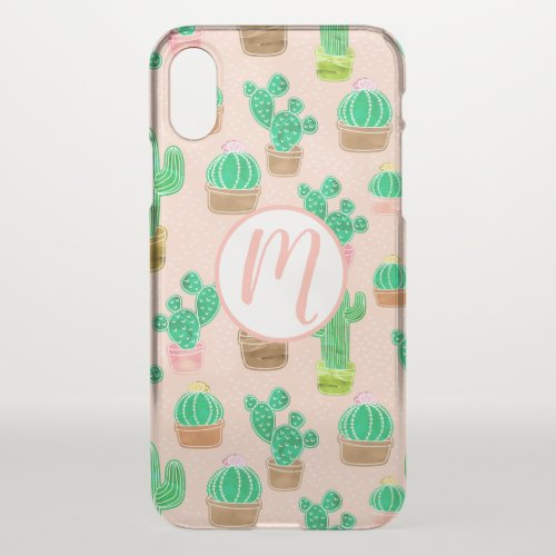 Hand Drawn Potted Cactus Pattern iPhone X Case
