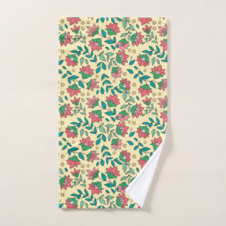 Hand Drawn Pressed Flowers Leaves Pattern Hand Towel