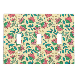 Hand Drawn Pressed Flowers Leaves Pattern Light Switch Cover