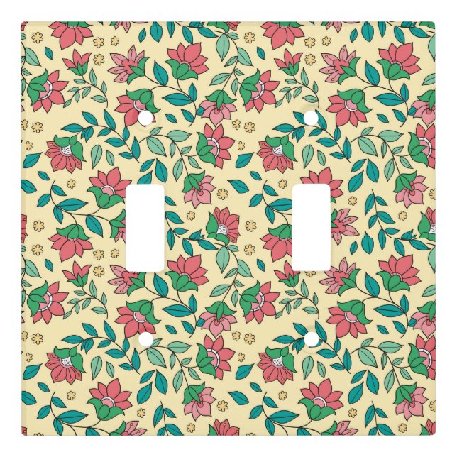Hand Drawn Pressed Flowers Leaves Pattern  Light Switch Cover (Front)