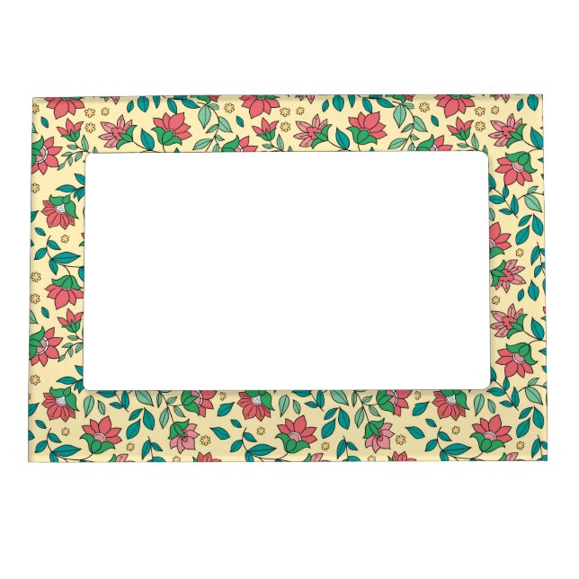 Hand Drawn Pressed Flowers Leaves Pattern  Magnetic Frame (Front)