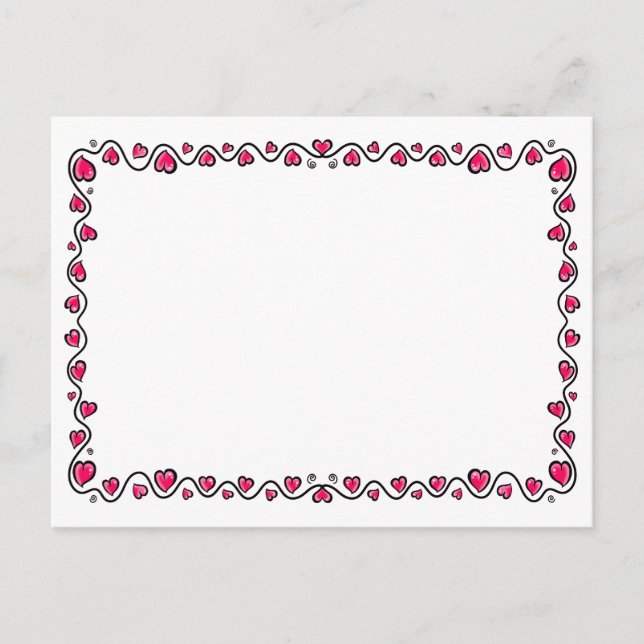 Hand Drawn Pretty Love Heart Doodle Border Postcard (Front)