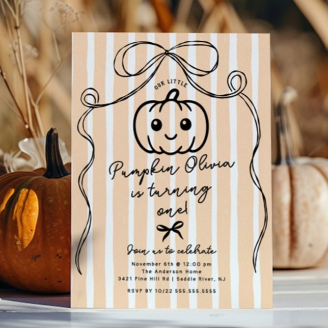 Hand Drawn Pumpkin Birthday Party Invitation (Creator Uploaded)