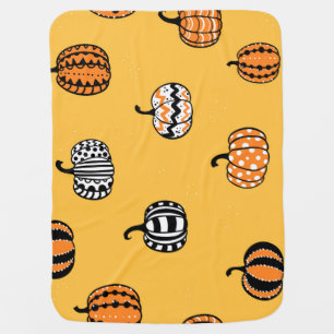 Hand Drawn Pumpkin Halloween Seamless Baby Blanket