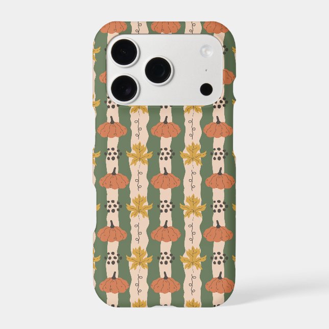 Hand Drawn Pumpkin & Leaf Pattern  Iphone Case (Back)