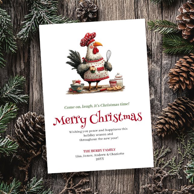 Hand Drawn Quirky Chickens Christmas Greeting Card (Hand Drawn Quirky Chickens Christmas Greeting Card)