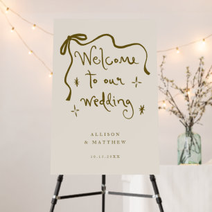 Hand Drawn Quirky Cream Wedding Welcome SIgn