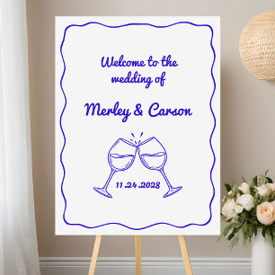 Hand Drawn Quirky Funky Modern Wedding Welcome Foam Board