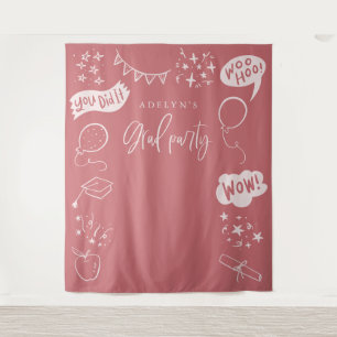 Hand Drawn Quirky Grad Icons Blush Pink Backdrops