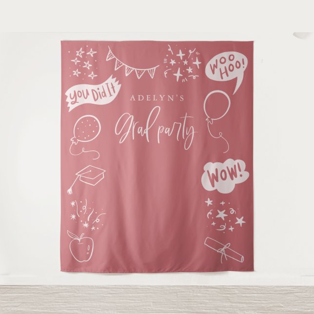 Hand Drawn Quirky Grad Icons Blush Pink Backdrops (Front)