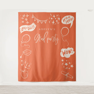 Hand Drawn Quirky Grad Icons Orange Backdrops