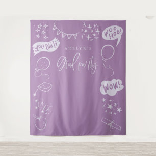 Hand Drawn Quirky Grad Icons Purple Backdrops