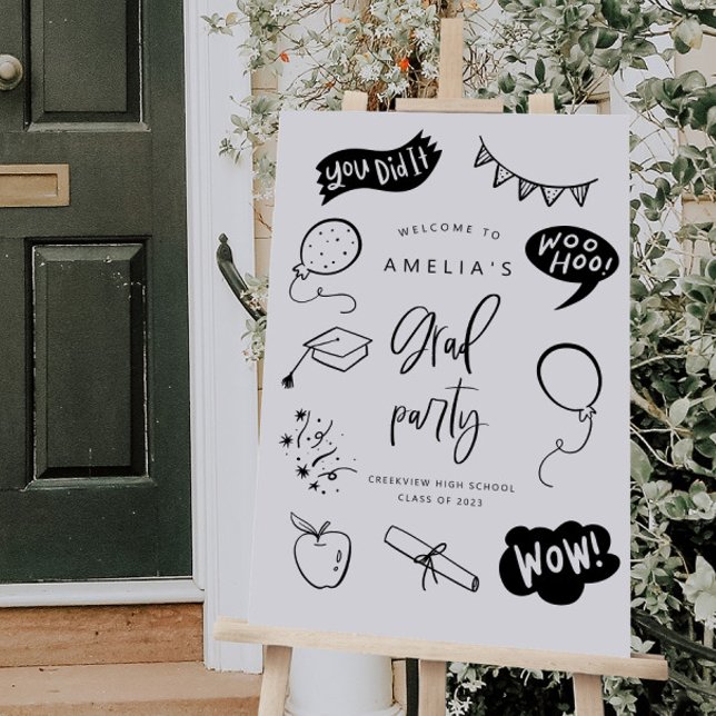 Hand Drawn Quirky Grad Party  Foam Board (Creator Uploaded)