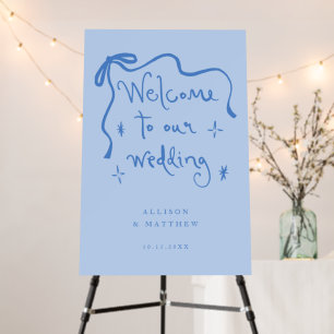Hand Drawn Quirky Icy Blue Wedding Welcome SIgn