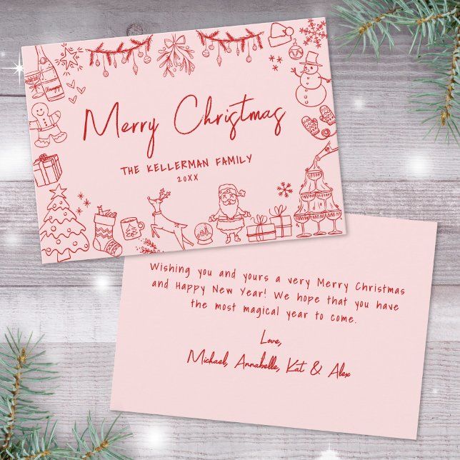 Hand Drawn Quirky Merry Christmas Holiday Card (Hand Drawn Quirky Merry Christmas Holiday Card)