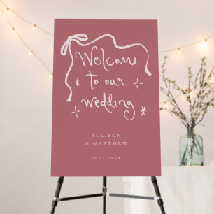 Hand Drawn Quirky Pink Wedding Welcome SIgn