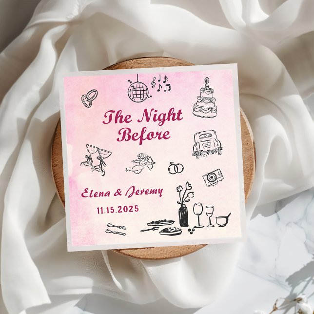 Hand Drawn Quirky The Night Before Wedding Napkins (Creator Uploaded)