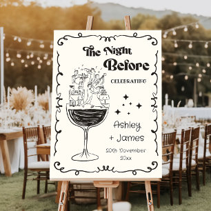 Hand Drawn Quirky The Night Before Wedding Welcome Foam Board