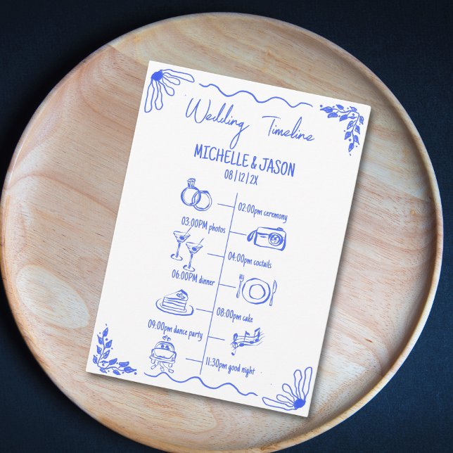Hand Drawn Quirky Wedding Itinerary Schedule Program (Creator Uploaded)