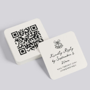 Hand Drawn Quirky Wedding RSVP Qr Code Enclosure Card