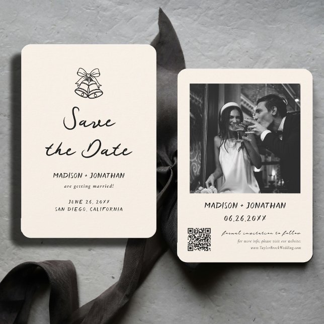Hand Drawn Quirky Wedding Save The Date Photo Invitation (Creator Uploaded)