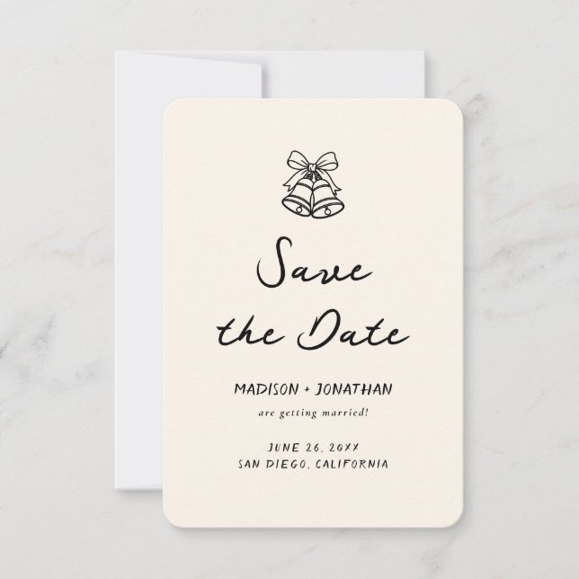 Hand Drawn Quirky Wedding Save The Date Photo Invitation (Front)