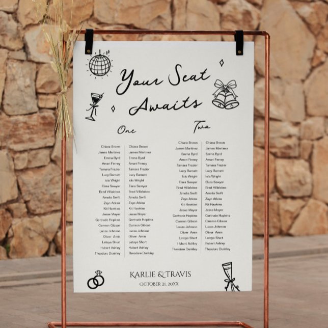 Hand Drawn Quirky Wedding Seating Chart Foam Board (Creator Uploaded)