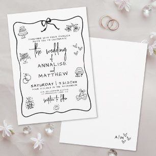 Hand Drawn Quirky Whimsical Wedding Invitation