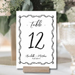 Hand Drawn Quirky Whimsical Wedding Table Number<br><div class="desc">Cute Hand Drawn Quirky Whimsical Wedding Table Number. This table number card features a charming hand-drawn swirl and loop border, adding a playful yet refined touch to your event. The whimsical frame gently surrounds the table number, using a mix of script and handwritten-style fonts to create a stylish and personal...</div>