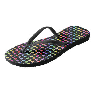 Hand-drawn Rainbow Hearts Flip Flops