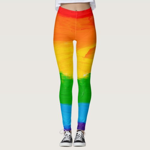 Hand drawn rainbow leggings