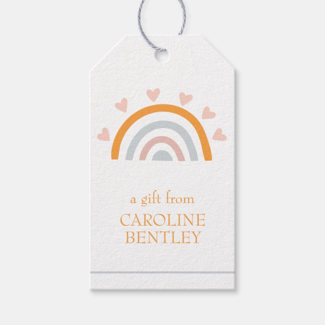 Hand Drawn Rainbow Personalized Gift Tags (Front)