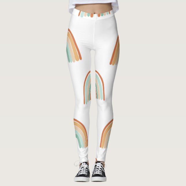 Hand-drawn rainbows: pastel seamless pattern. leggings (Front)