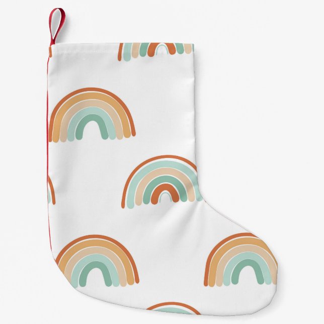Hand-drawn rainbows: pastel seamless pattern. small christmas stocking (Front)