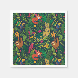 Hand Drawn Rainforest Animals Napkins