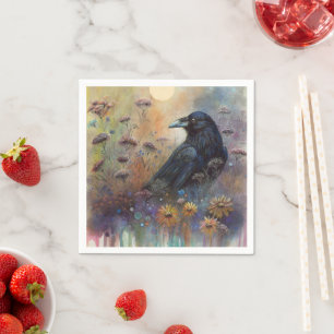 Hand Drawn - Raven and Wildflowers Napkins