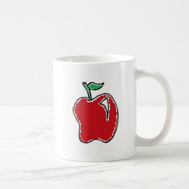 Hand-drawn Red Apple Fruit Cartoon Coffee Mug (Right)