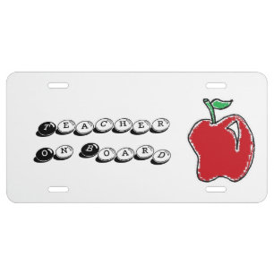Hand-drawn Red Apple Fruit Cartoon License Plate
