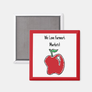 Hand-drawn Red Apple Fruit Cartoon Magnet
