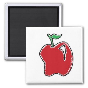 Hand-drawn Red Apple Fruit Cartoon Magnet by CorgisandThings at Zazzle