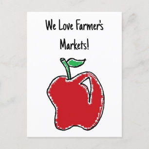 Hand-drawn Red Apple Fruit Cartoon Postcard