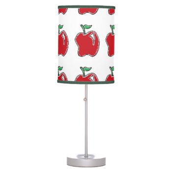 Hand-drawn Red Apple Fruit Cartoon Table Lamp by CorgisandThings at Zazzle