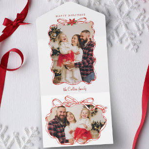 Hand-Drawn Red Christmas Photo Frame All In One Invitation