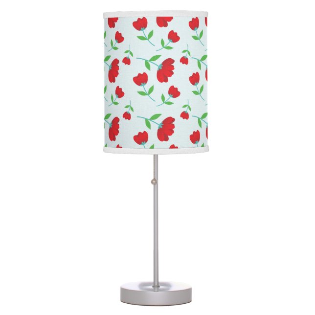 Hand Drawn Red Flowers Lamp (Front)