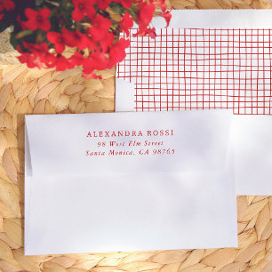 Hand Drawn Red Frame Bridal Shower Return Address Envelope