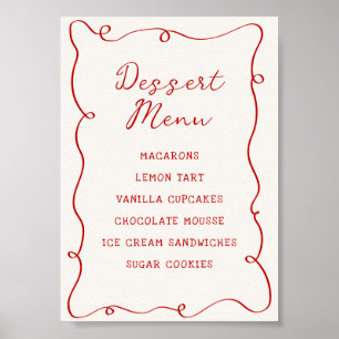 Hand Drawn Red Frame Dessert Menu Poster