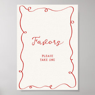 Hand Drawn Red Frame Favors Poster