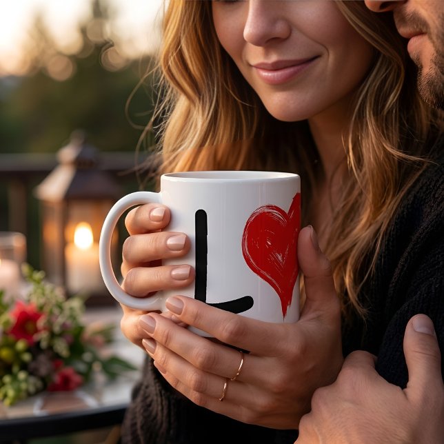 Hand Drawn Red Heart Artistic LOVE Brushstroke Coffee Mug (Creator Uploaded)