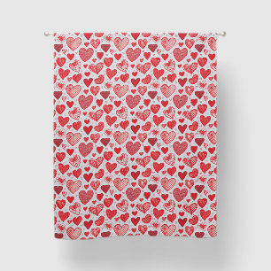 Hand Drawn Red Hearts Blackout Curtains